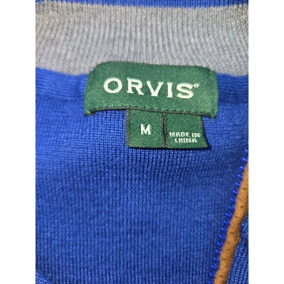 Orvis Mens Medium Blue Quarter-Zip Sweater - Picture 5 of 8